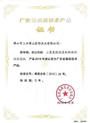 廣東省高新技術(shù)產(chǎn)品證書2